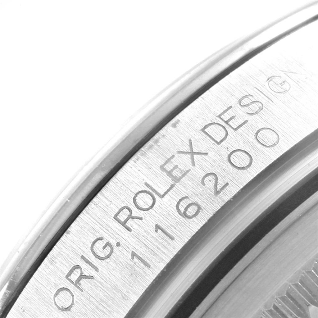 Rolex Datejust Black Baton Dial Steel Men’s Watch 116200 Box For Sale 7