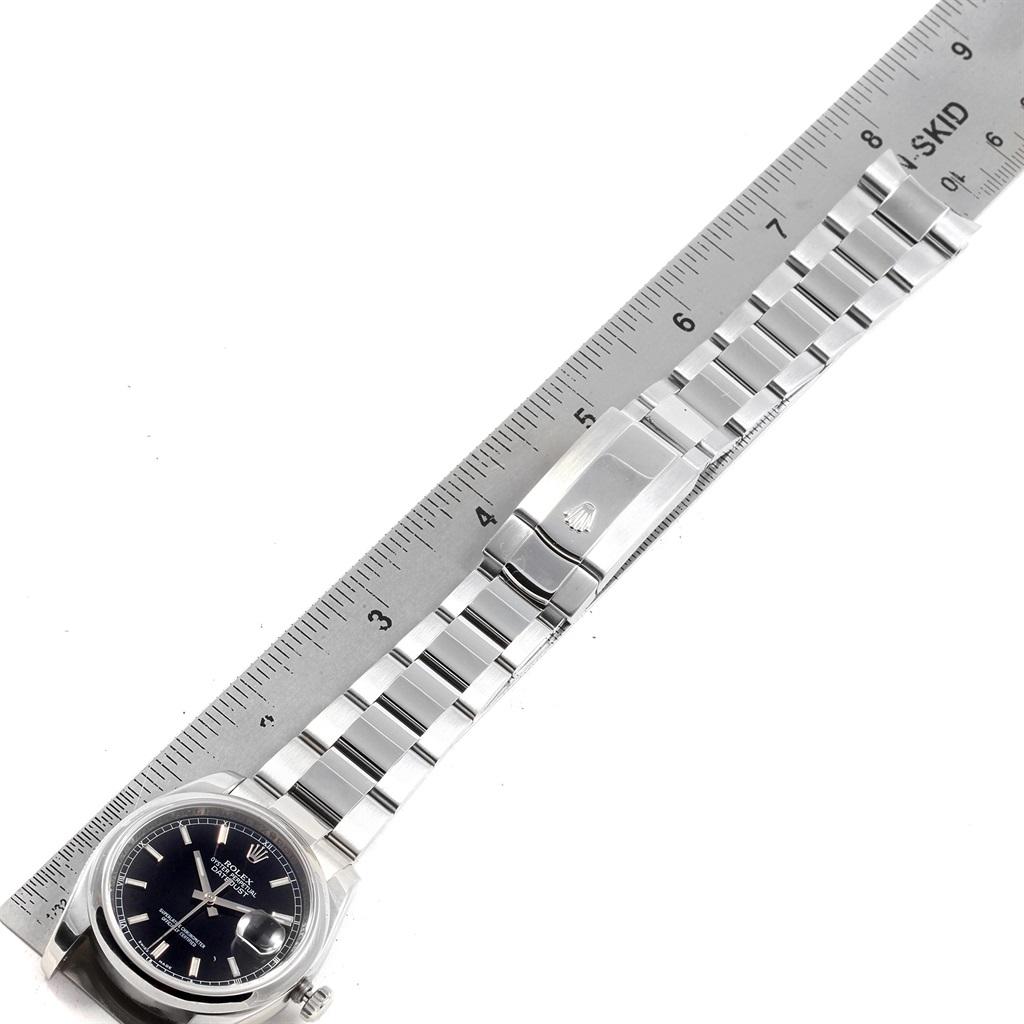 Rolex Datejust Black Baton Dial Steel Men’s Watch 116200 Box For Sale 8