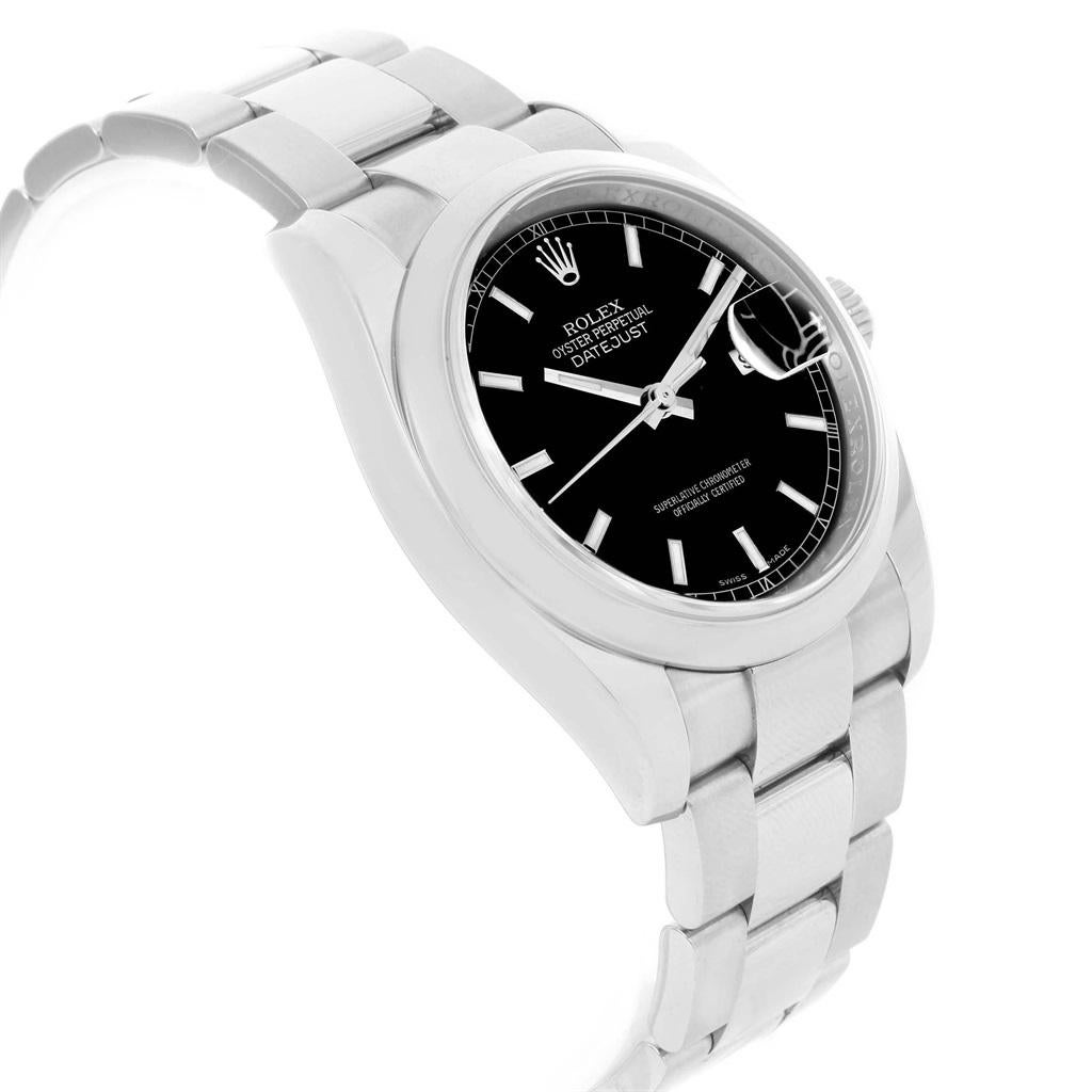 Rolex Datejust Black Baton Dial Steel Men’s Watch 116200 Box For Sale 5
