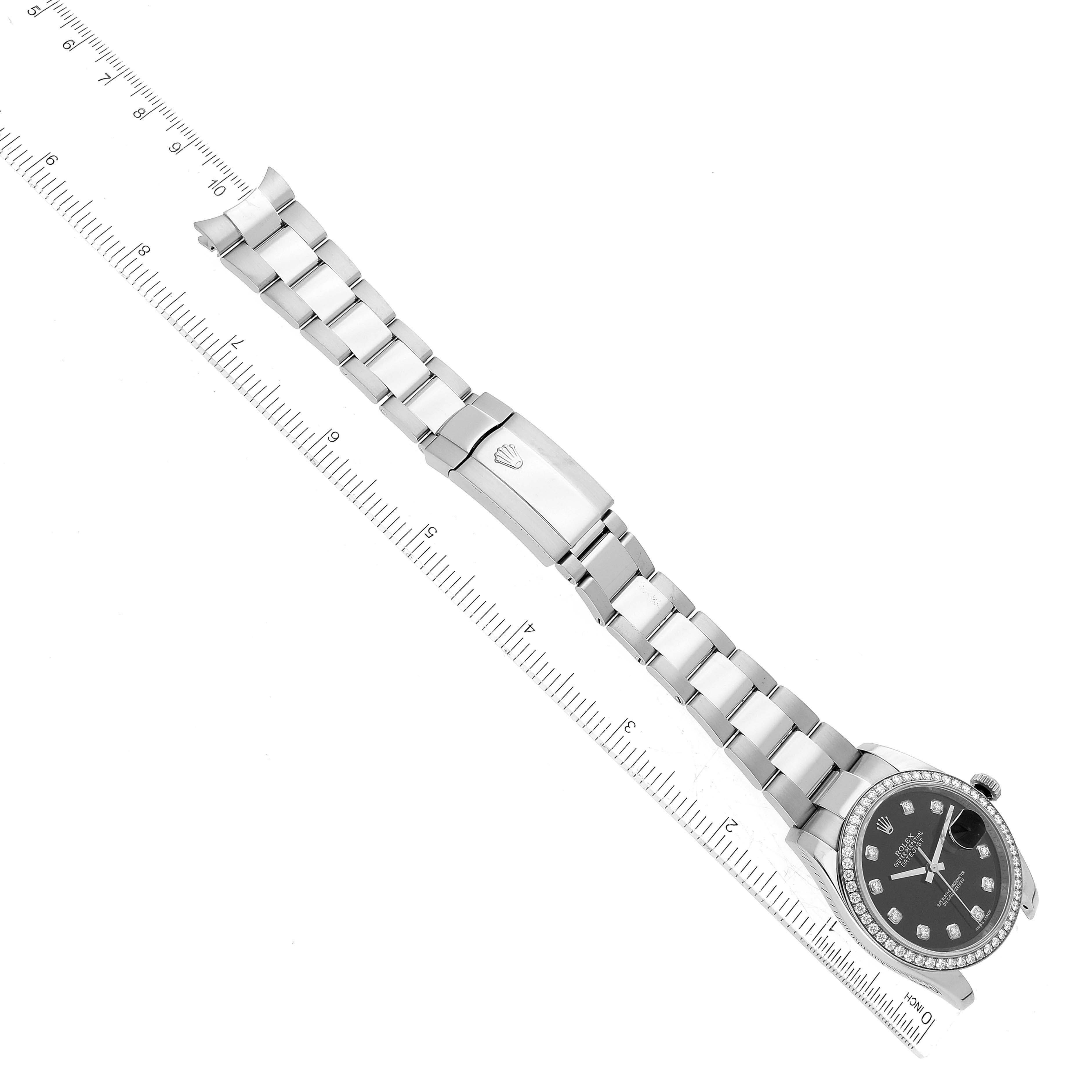 Rolex Datejust Black Dial Diamond Steel Mens Watch 116244 en vente 7