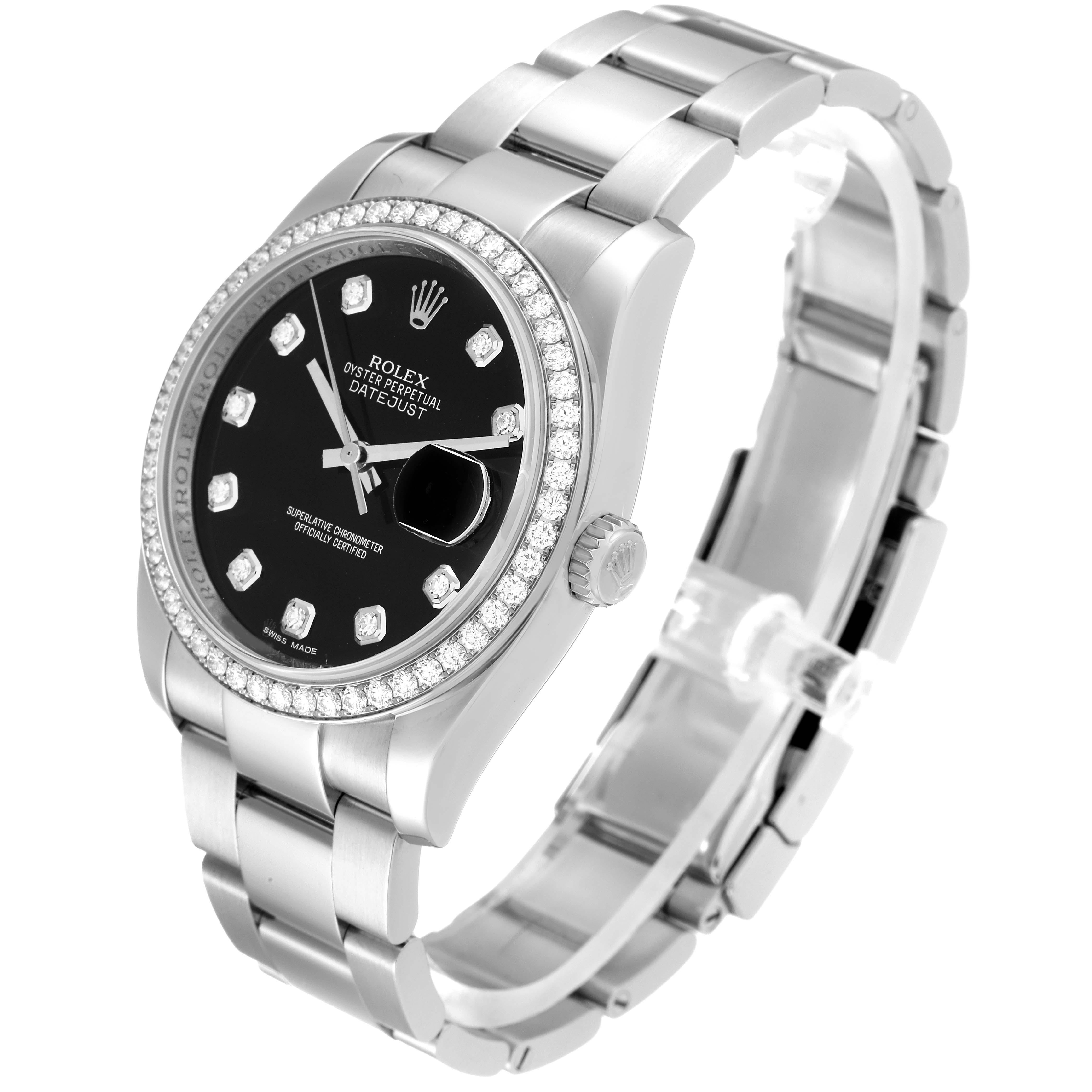 Rolex Datejust Black Dial Diamond Steel Mens Watch 116244 For Sale 4