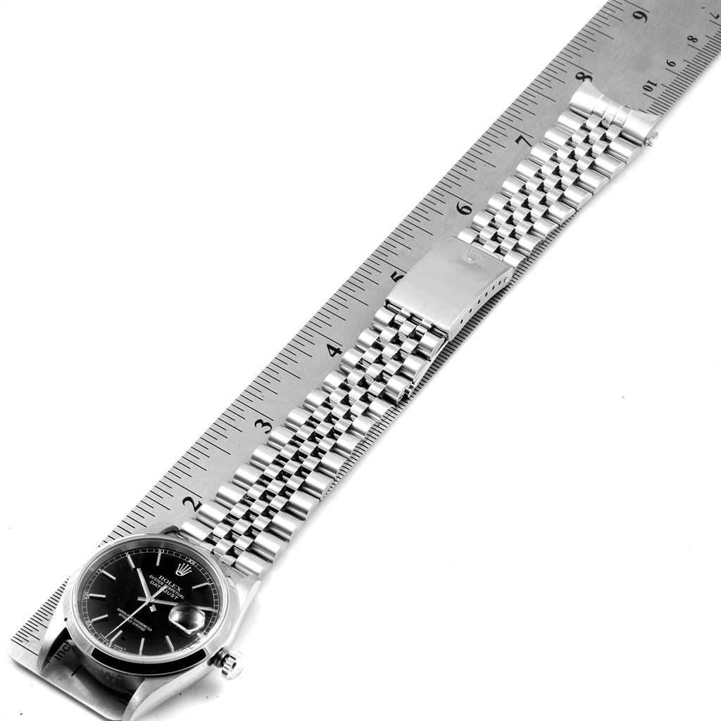 Rolex Datejust Black Dial Jubilee Bracelet Steel Men's Watch 16200 For Sale 8