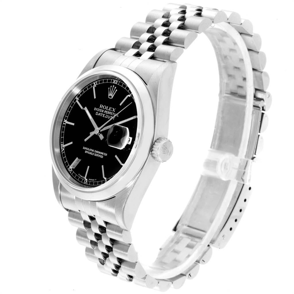 Rolex Datejust Black Dial Jubilee Bracelet Steel Men's Watch 16200 For Sale 2