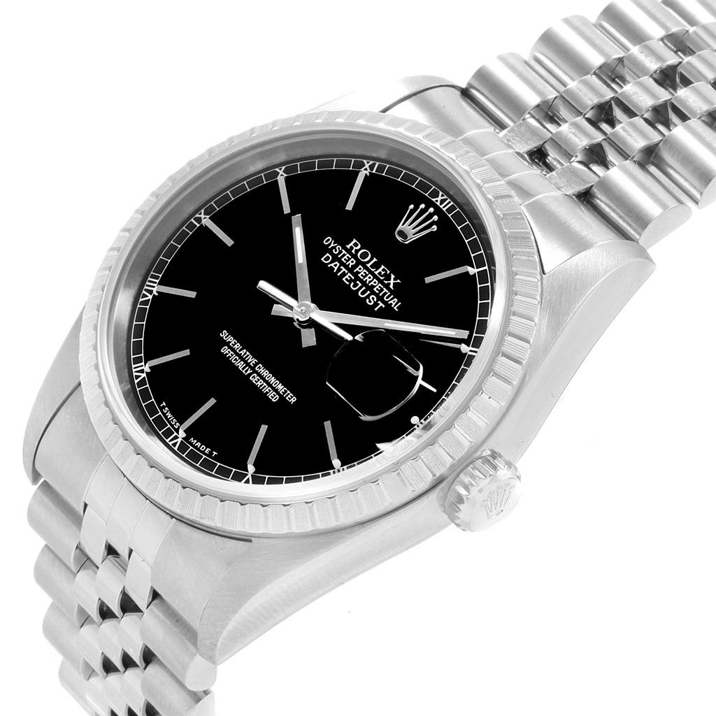 Rolex Datejust Black Dial Jubilee Bracelet Steel Men's Watch 16220 For Sale 8