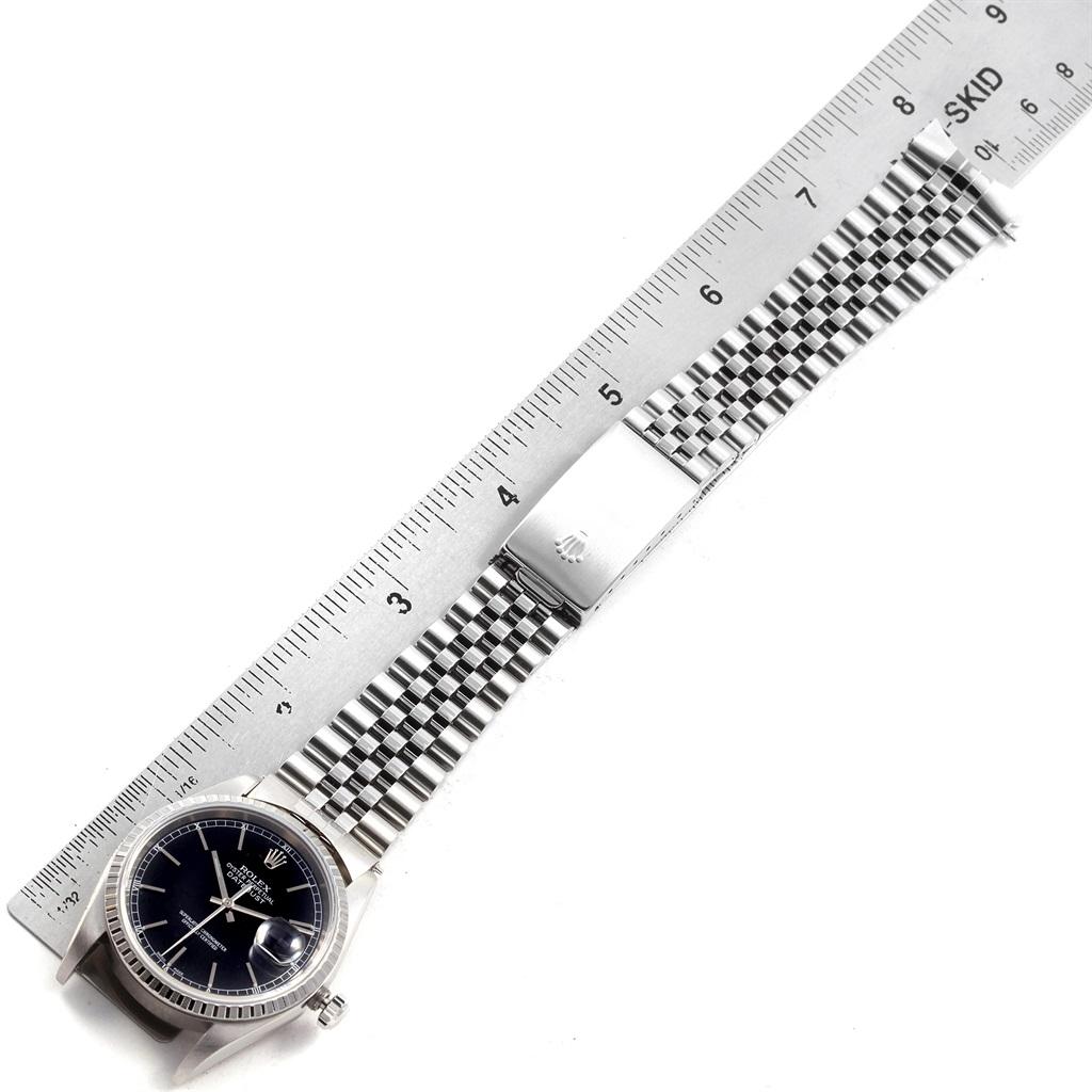 Rolex Datejust Black Dial Jubilee Bracelet Steel Men's Watch 16220 For Sale 9