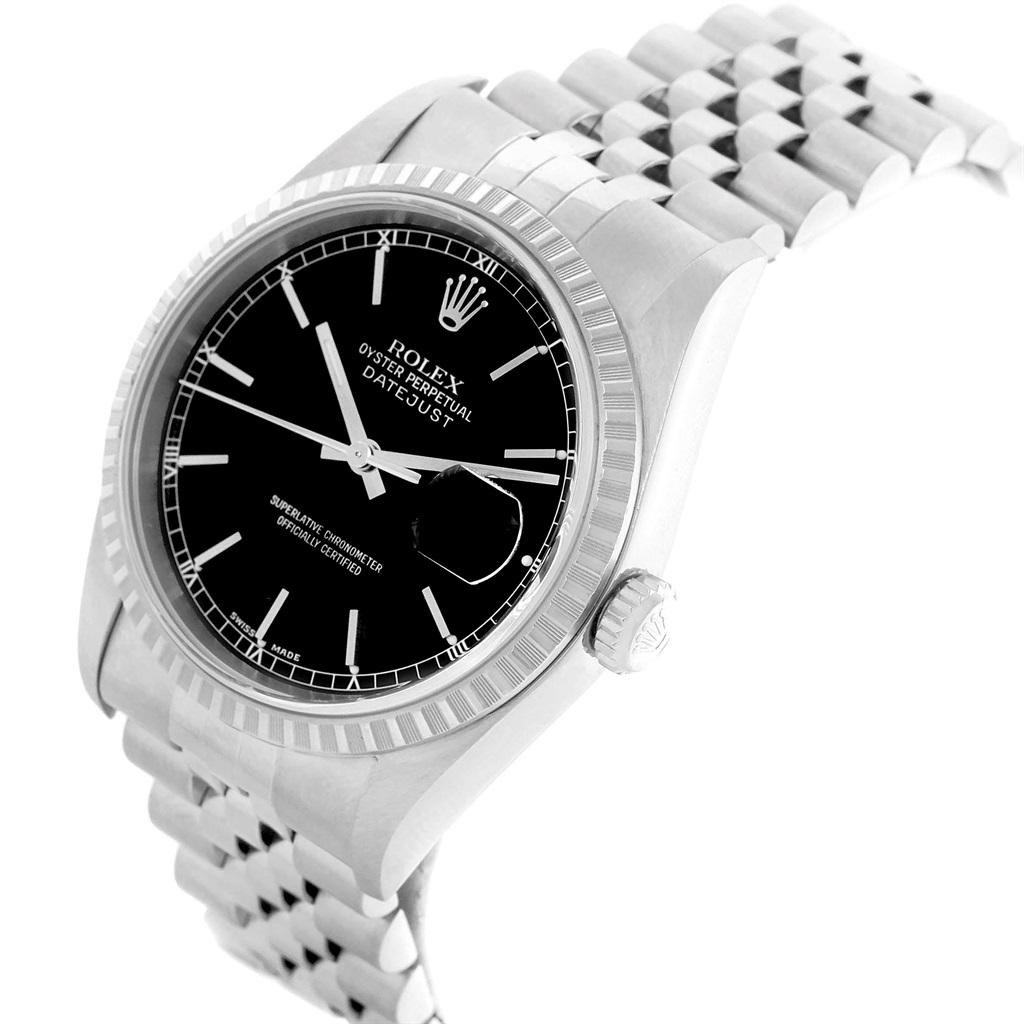 Rolex Datejust Black Dial Jubilee Bracelet Steel Men's Watch 16220 For Sale 1