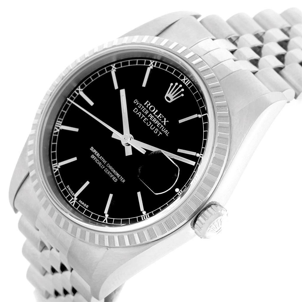 Rolex Datejust Black Dial Jubilee Bracelet Steel Men's Watch 16220 For Sale 2