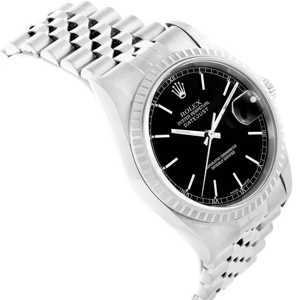Rolex Datejust Black Dial Jubilee Bracelet Steel Men's Watch 16220 For Sale 3
