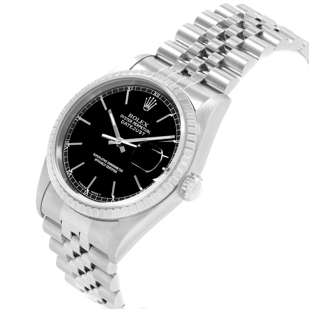 Rolex Datejust Black Dial Jubilee Bracelet Steel Men's Watch 16220 For Sale 4