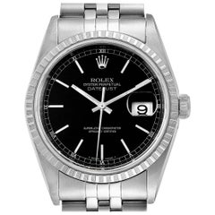 Rolex Datejust Black Dial Jubilee Bracelet Steel Men's Watch 16220