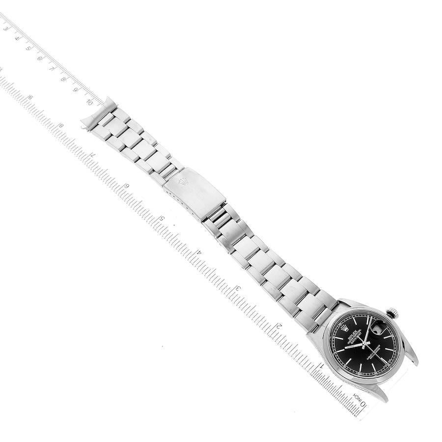 Rolex Datejust Schwarzes Zifferblatt Austern-Armband Stahl Herrenuhr 16200 Box Papiere 7