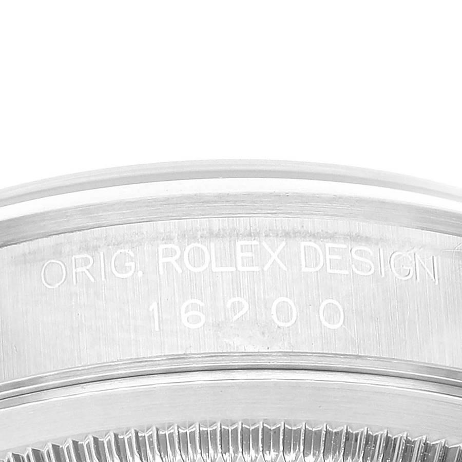 Rolex Datejust Schwarzes Zifferblatt Austern-Armband Stahl Herrenuhr 16200 Box Papiere 3