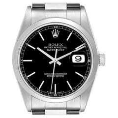 Rolex Datejust Black Dial Oyster Bracelet Steel Mens Watch 16200