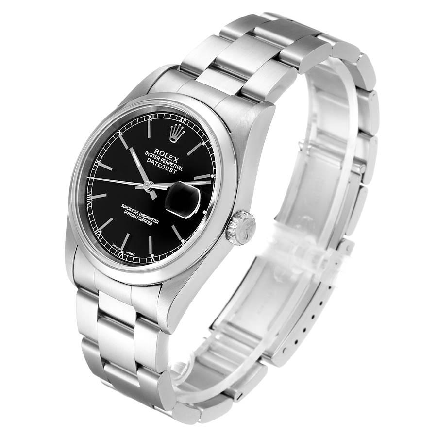 Rolex Datejust Black Dial Steel Men's Watch 16200 Box 1