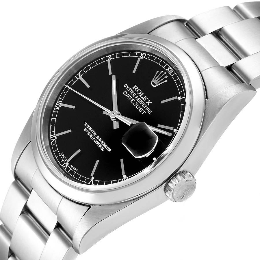 Rolex Datejust Black Dial Steel Men's Watch 16200 Box 2