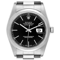 Rolex Datejust Black Dial Steel Men
s Watch 16200 Box