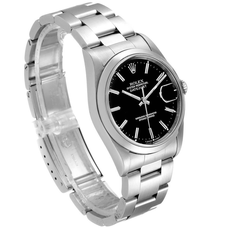 Rolex Datejust Black Dial Steel Men's Watch 16200 In Excellent Condition In Atlanta, GA