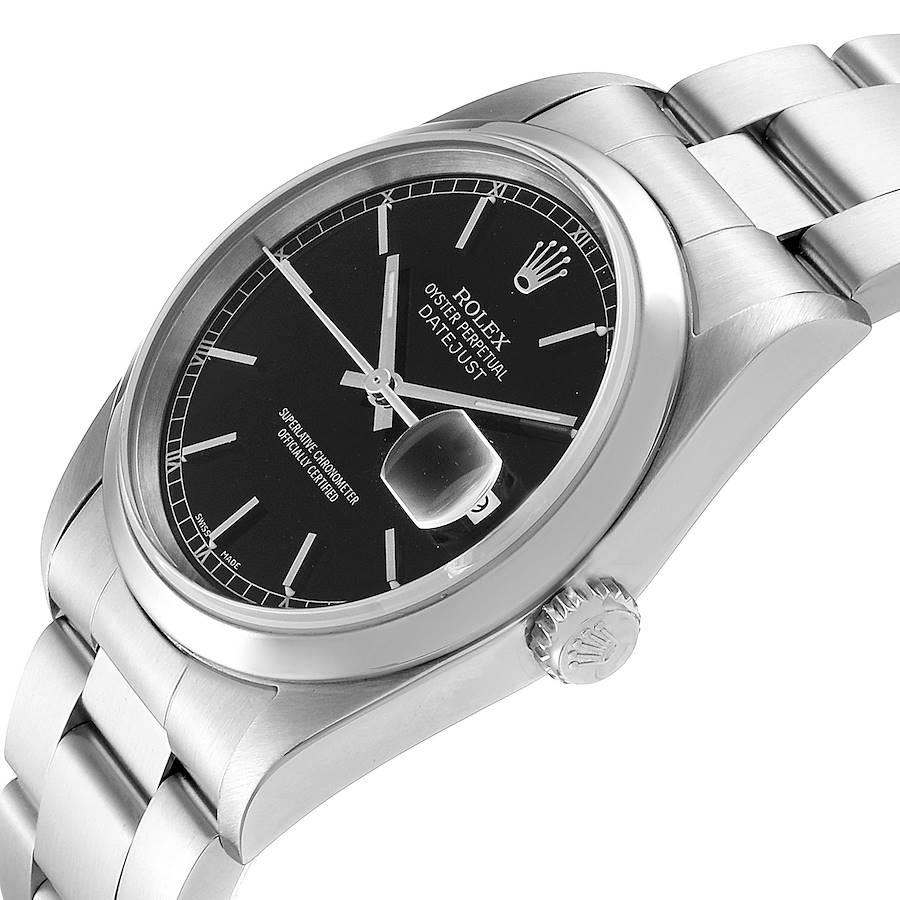 Rolex Datejust Black Dial Steel Men's Watch 16200 Papers 2