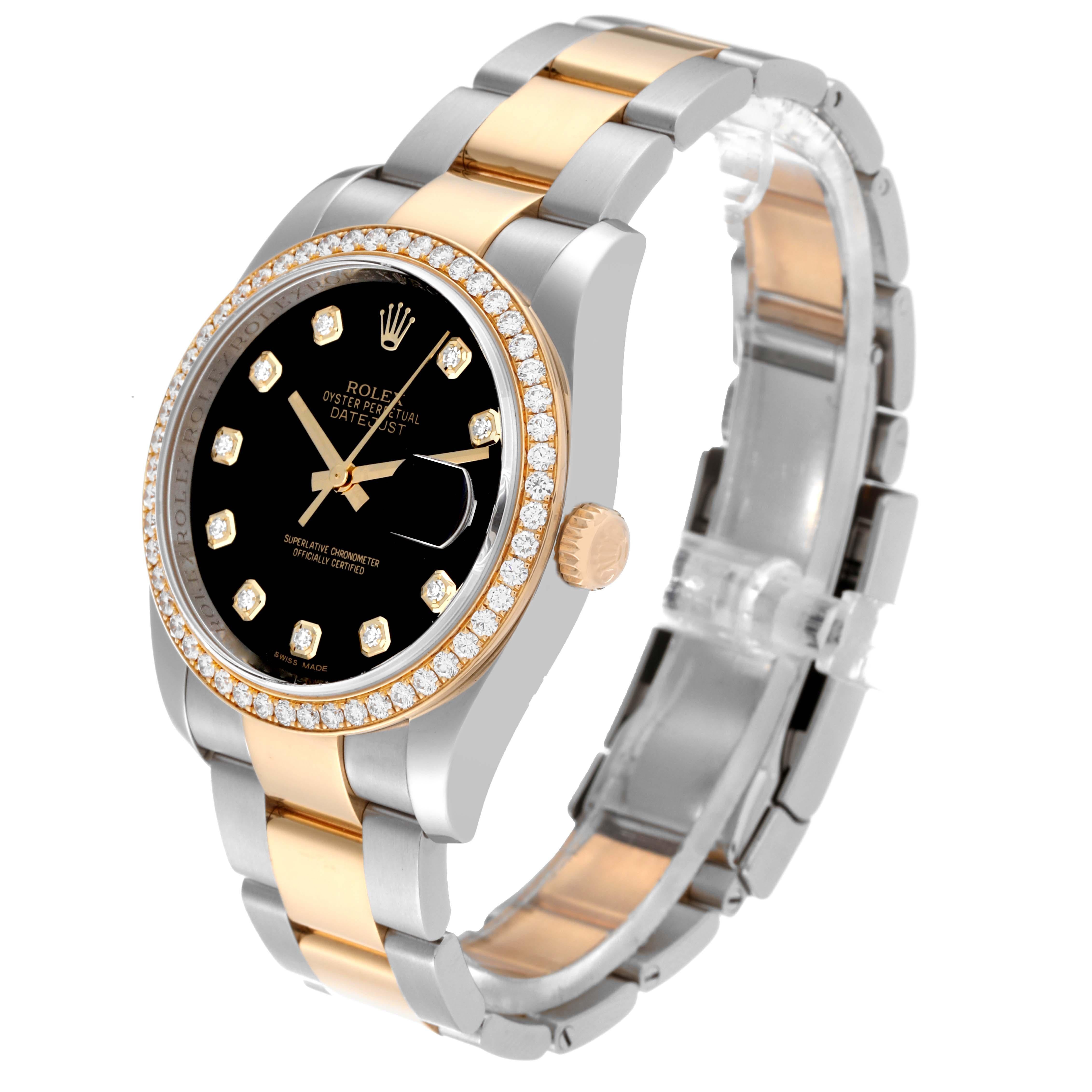 Rolex Datejust Black Dial Steel Yellow Gold Diamond Men's Watch 116243 For Sale 7