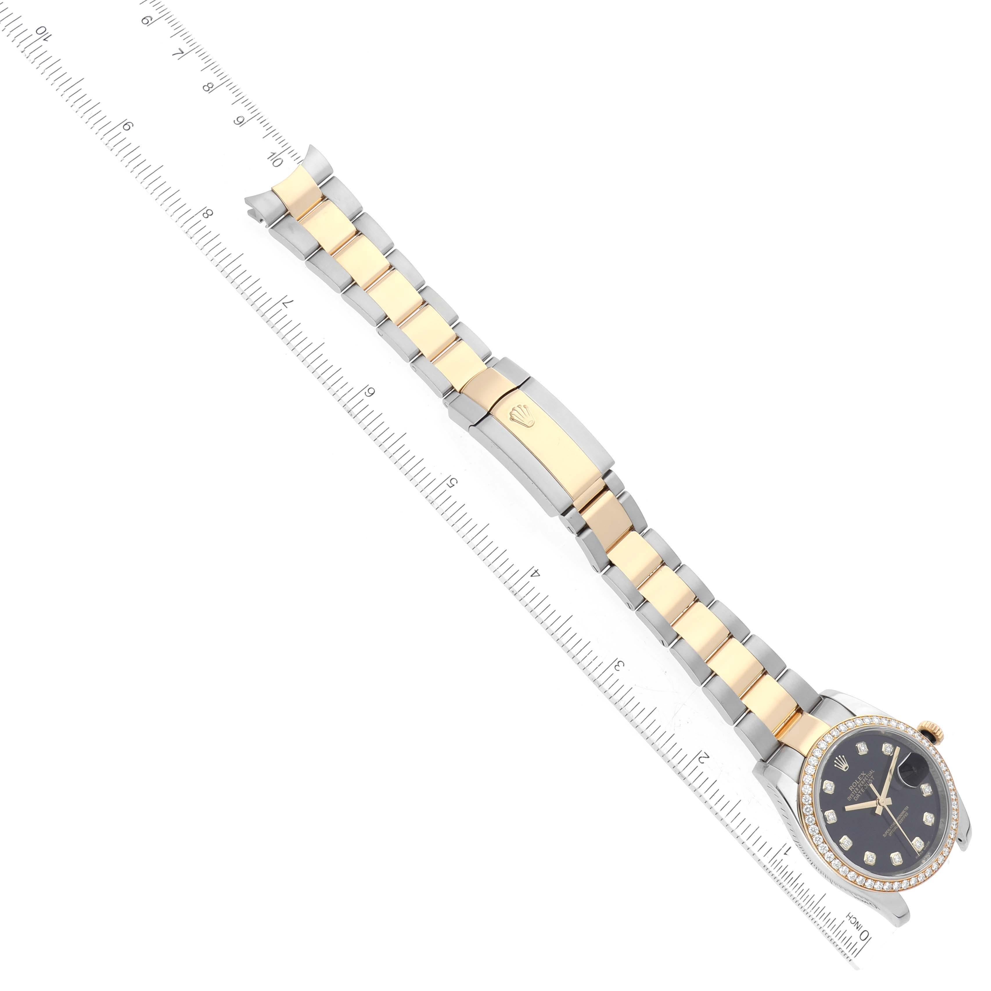 Rolex Datejust Herrenuhr 116243, schwarzes Zifferblatt Stahl Gelbgold Diamant im Angebot 8
