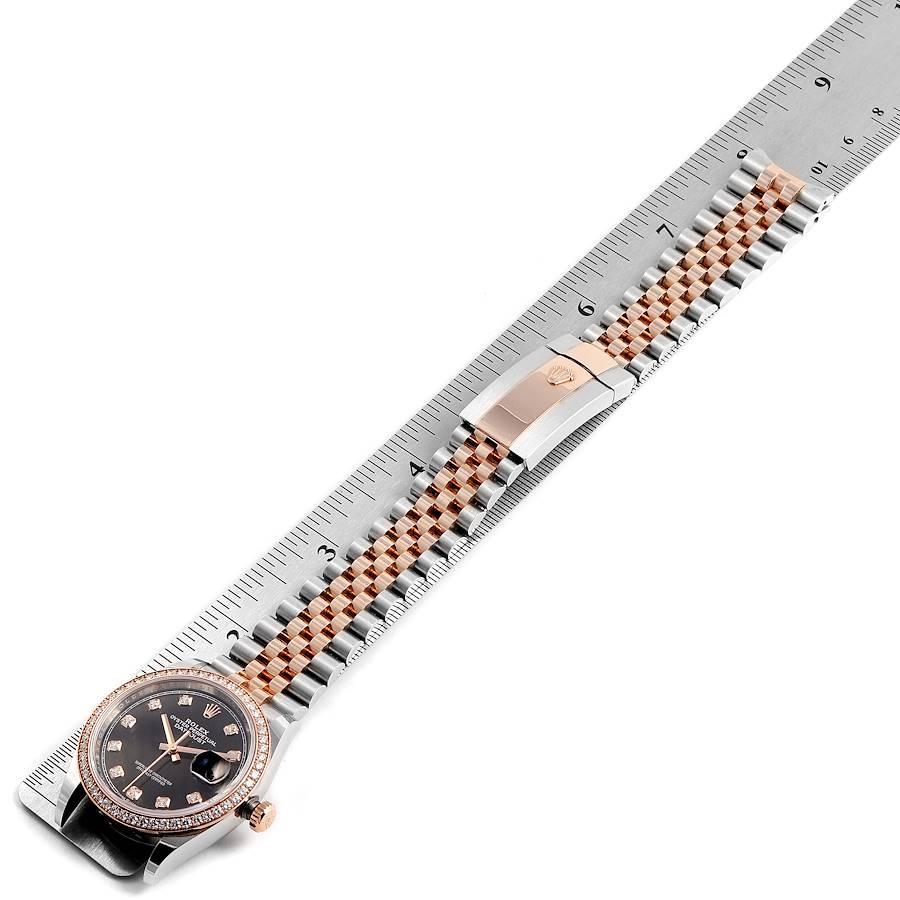 Rolex Datejust Black Diamond Dial Steel EveRose Gold Watch 126231 Box Card For Sale 6