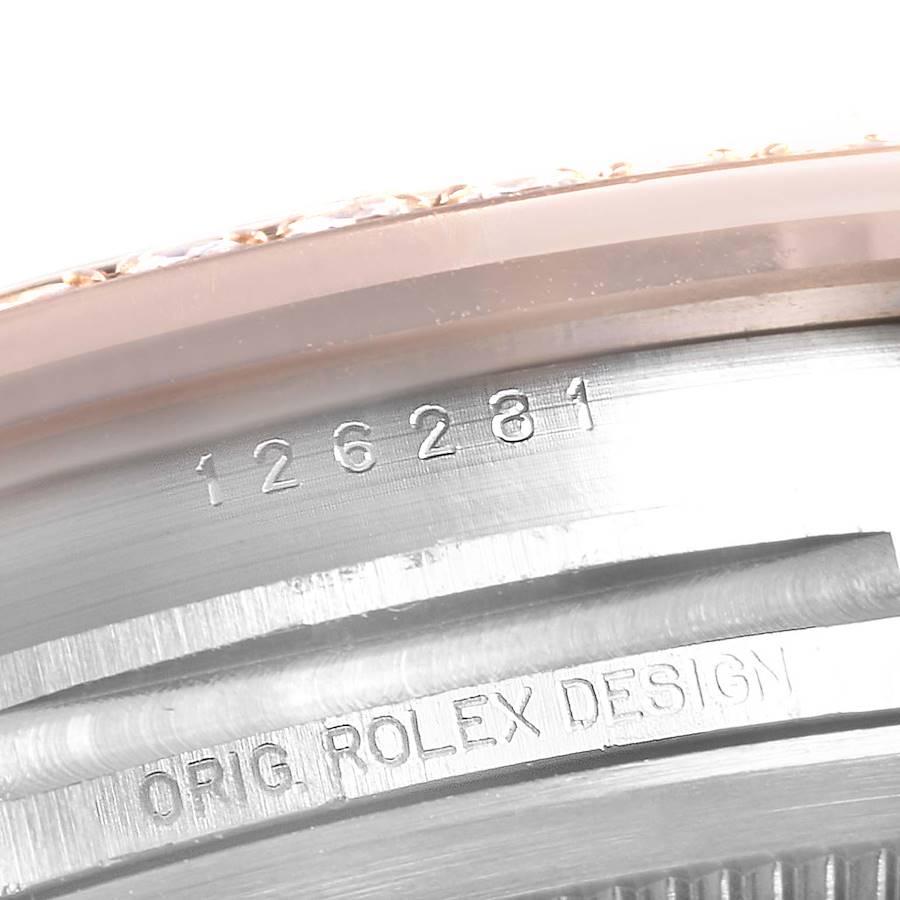 Rolex Datejust Black Diamond Dial Steel EveRose Gold Watch 126231 Box Card For Sale 3