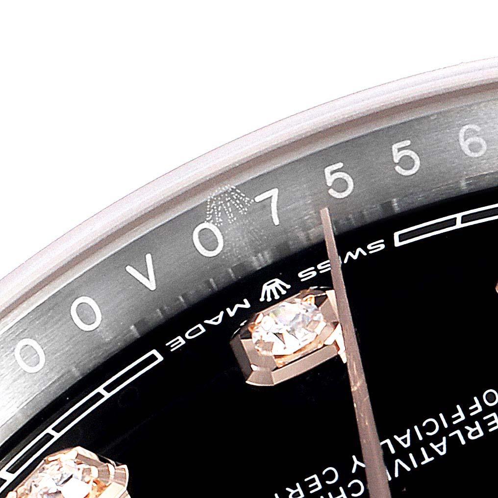 Rolex Datejust Black Diamond Dial Steel EveRose Gold Watch 126231 Unworn For Sale 2