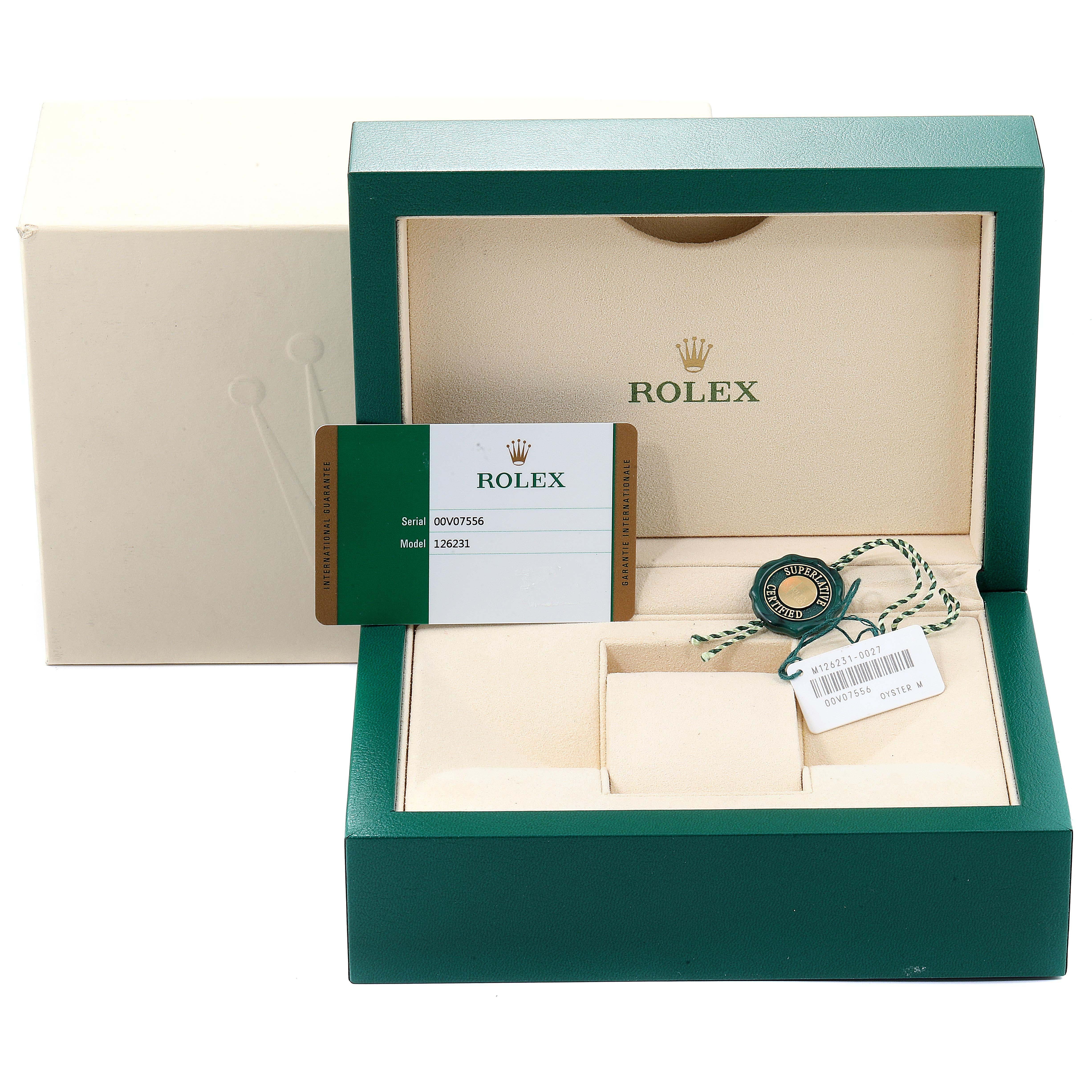 Rolex Datejust Black Diamond Dial Steel EveRose Gold Watch 126231 Unworn For Sale 4