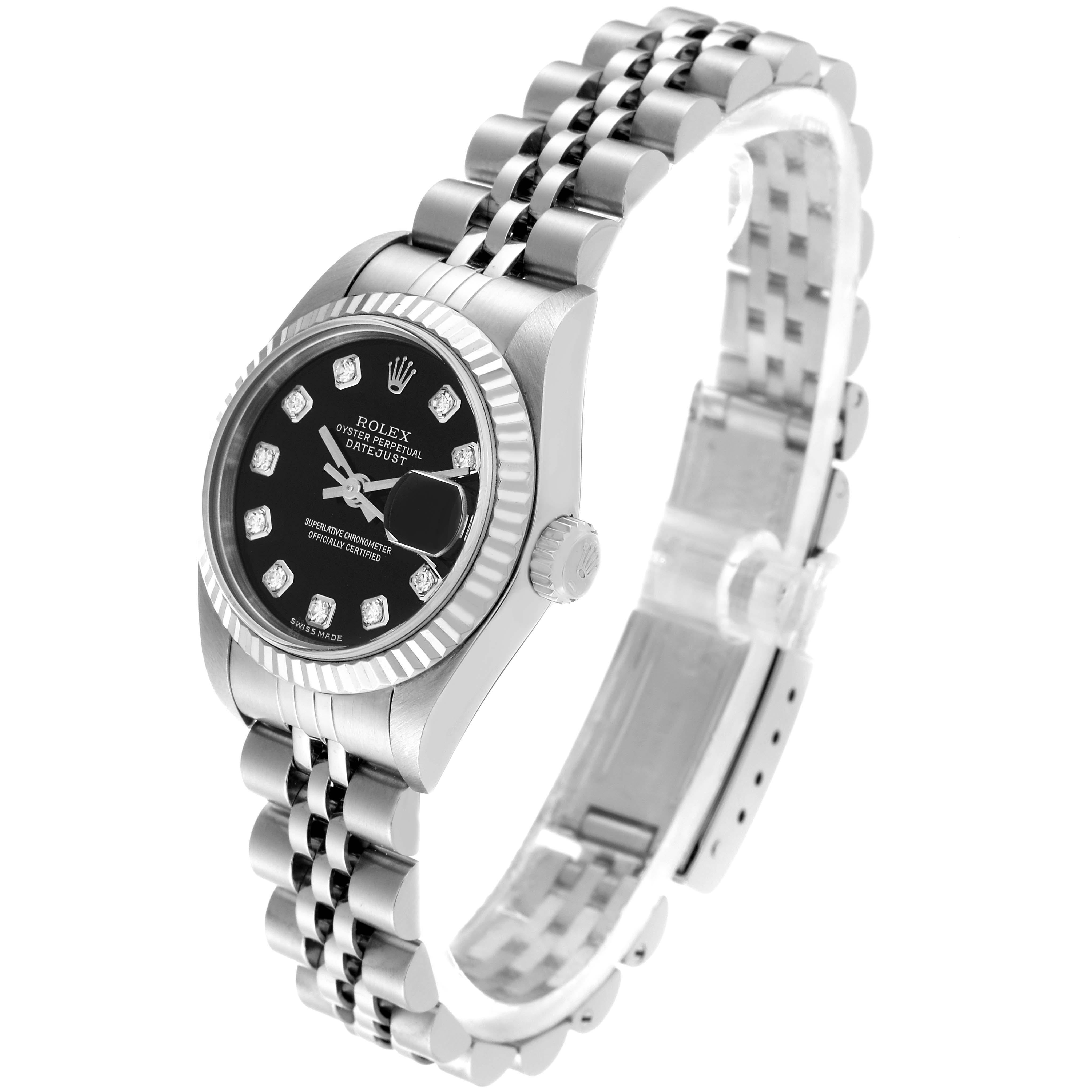 Rolex Datejust Black Diamond Dial White Gold Steel Ladies Watch 79174 Box Papers 4