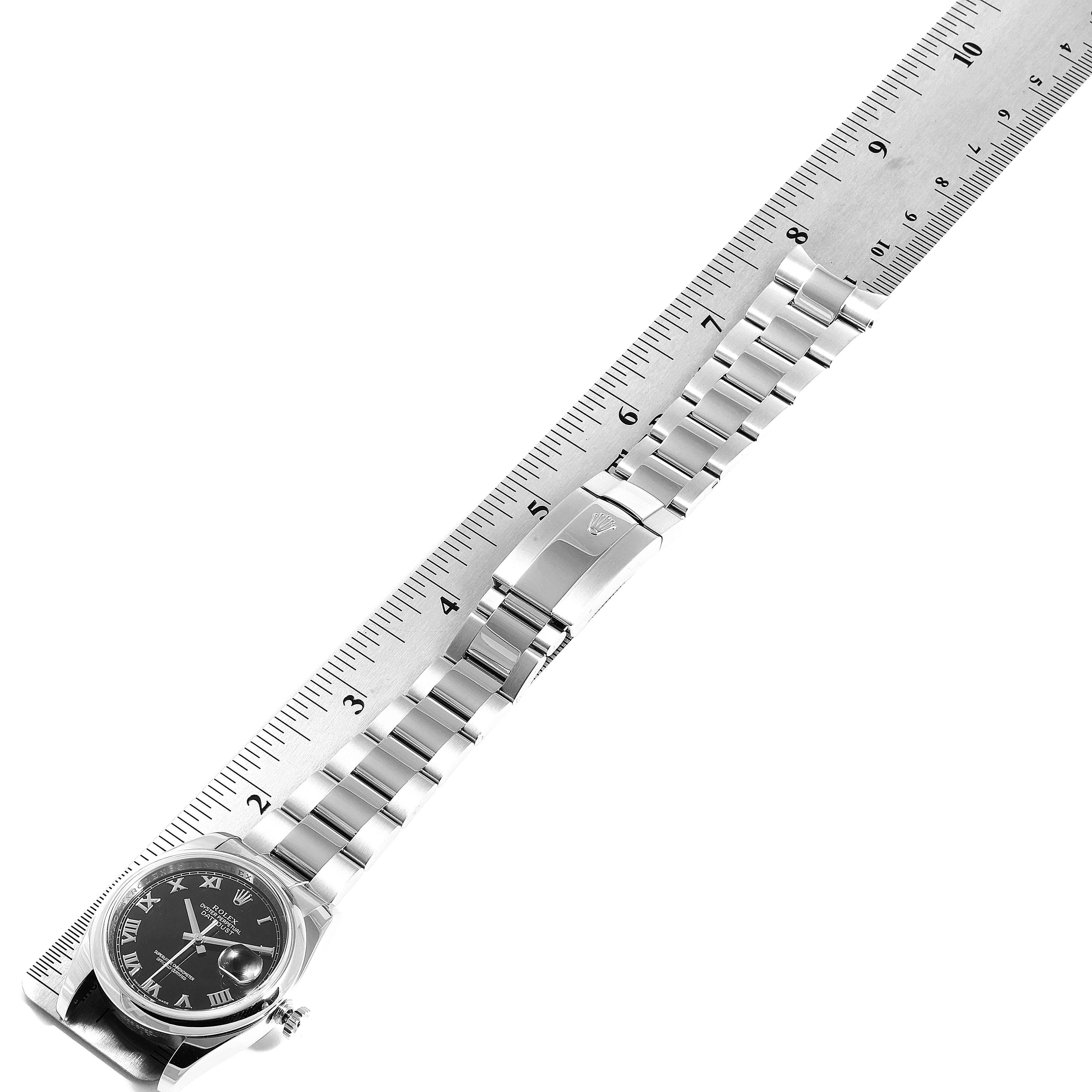 Rolex Datejust Black Roman Dial Steel Men's Watch 116200 Box Card For Sale 7