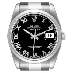 Rolex Datejust Black Roman Dial Steel Mens Watch 116200
