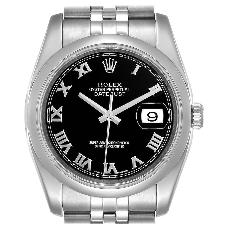 Rolex Datejust Black Sunbeam Dial Steel Men’s Watch 116200 Box Papers For Sale