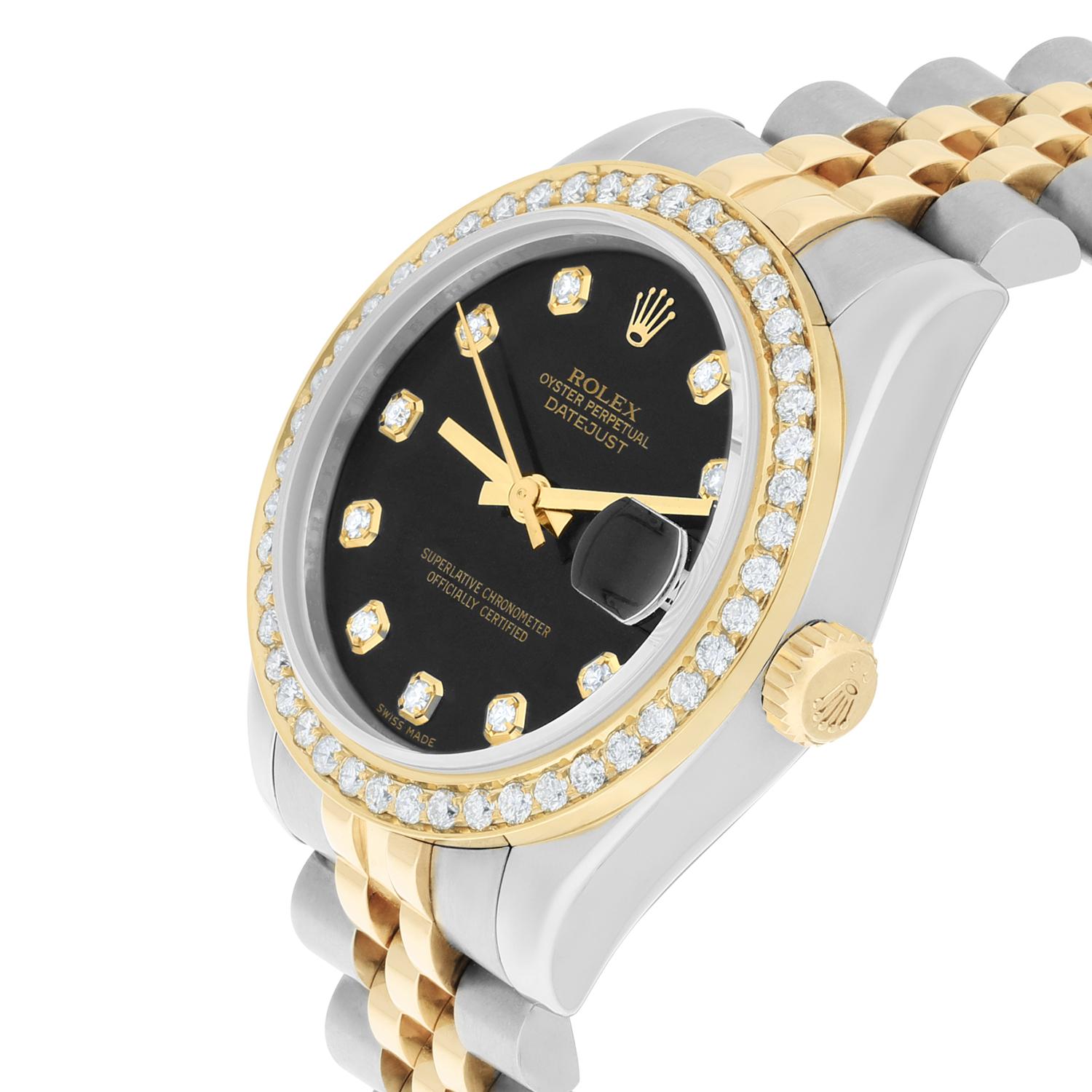 Rolex Montre Datejust bicolore pour femme avec cadran et lunette en diamants Jubilee 178243 Excellent état - En vente à New York, NY