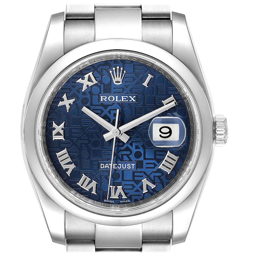 Rolex Datejust Blue Anniversary Dial Steel Men's Watch 116200 Box Papers For Sale