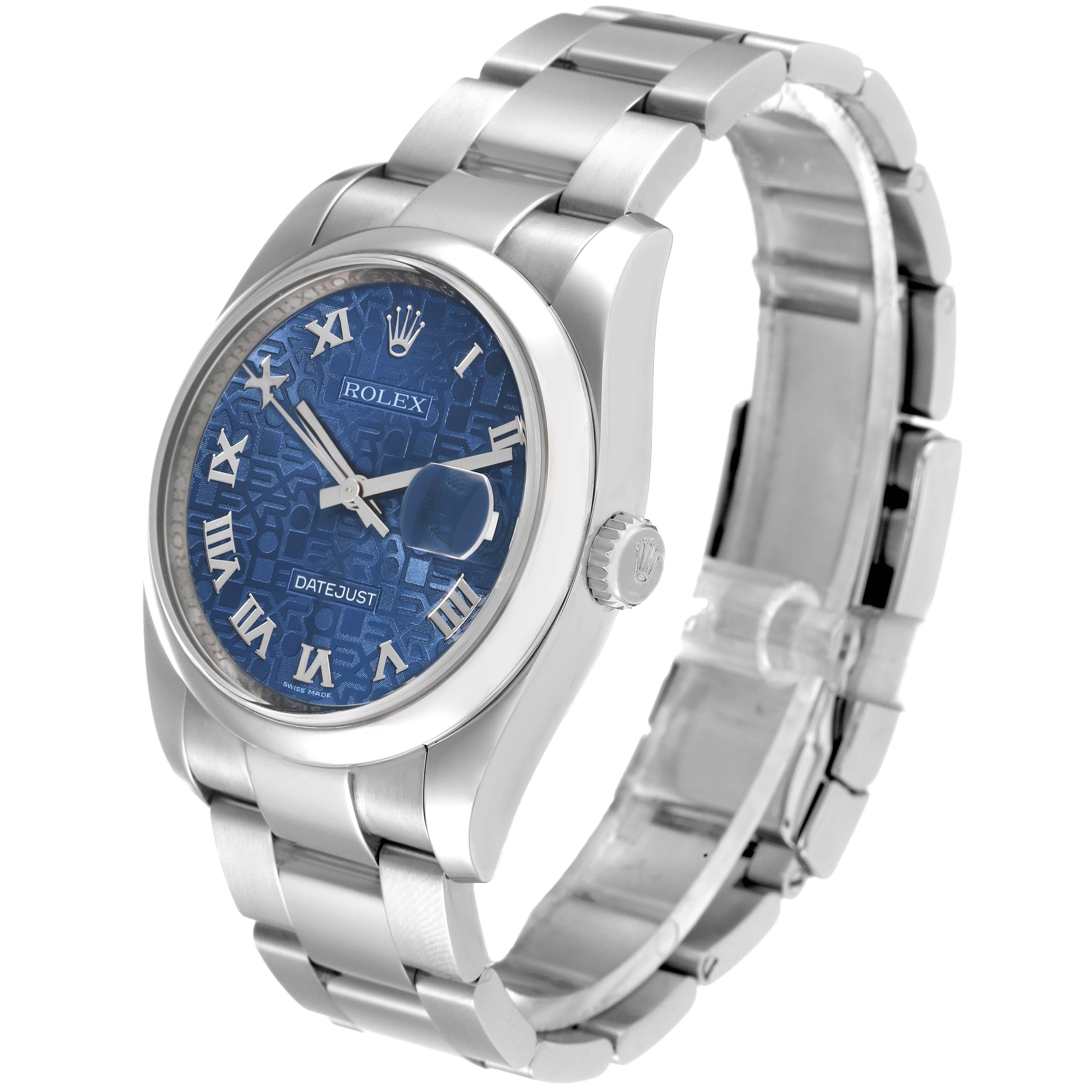 Men's Rolex Datejust Blue Anniversary Dial Steel Mens Watch 116200