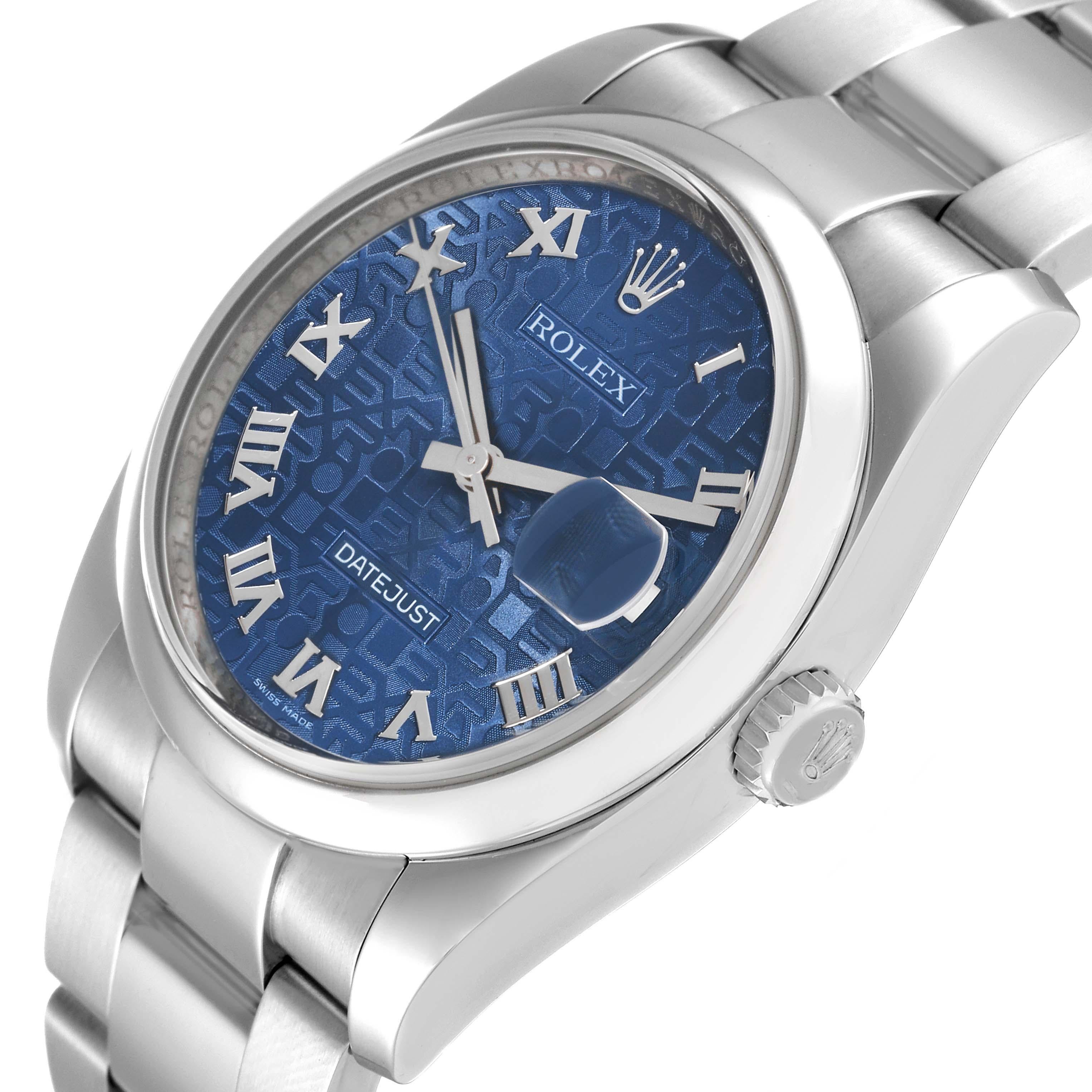 Rolex Datejust Blue Anniversary Dial Steel Mens Watch 116200 1