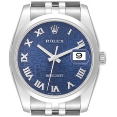 Rolex Datejust Blue Anniversary Dial Steel Mens Watch 116200