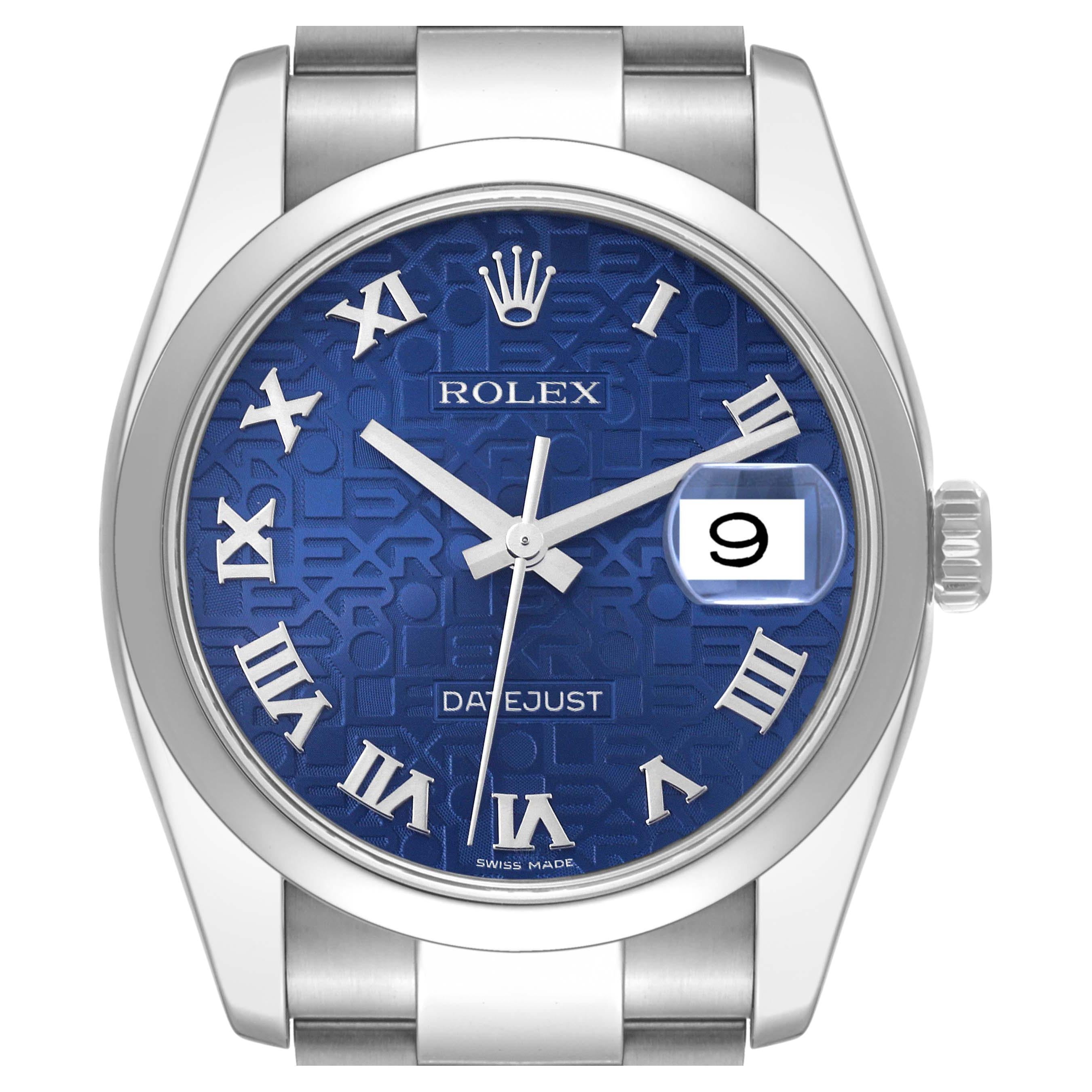 Rolex Datejust Blue Anniversary Dial Steel Mens Watch 116200