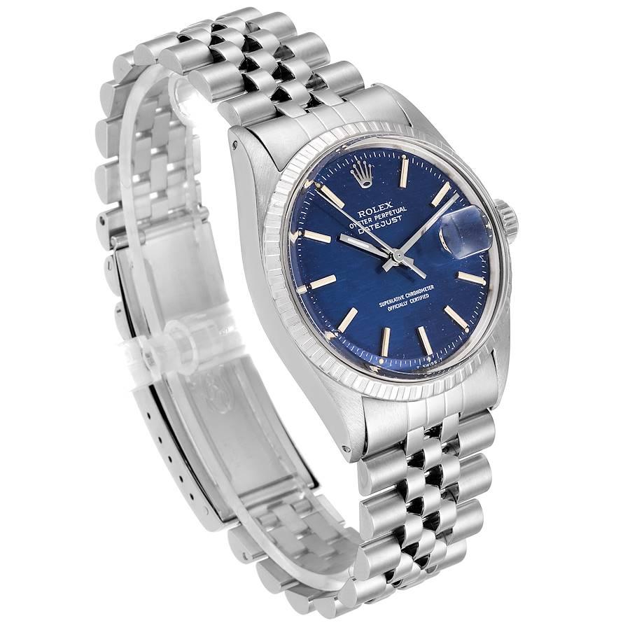 Rolex Datejust Blue Brick Dial Steel Vintage Men's Watch 1603 In Good Condition In Atlanta, GA