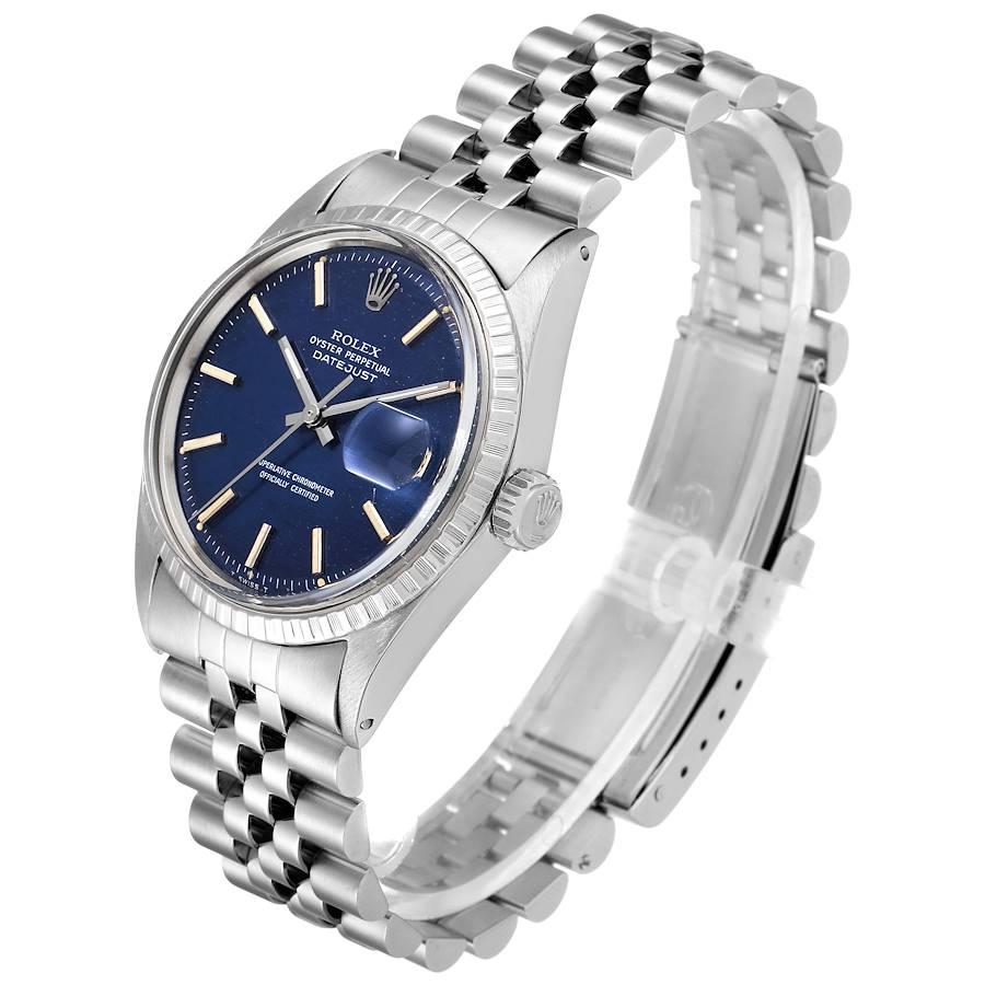 Rolex Datejust Blue Brick Dial Steel Vintage Men's Watch 1603 1