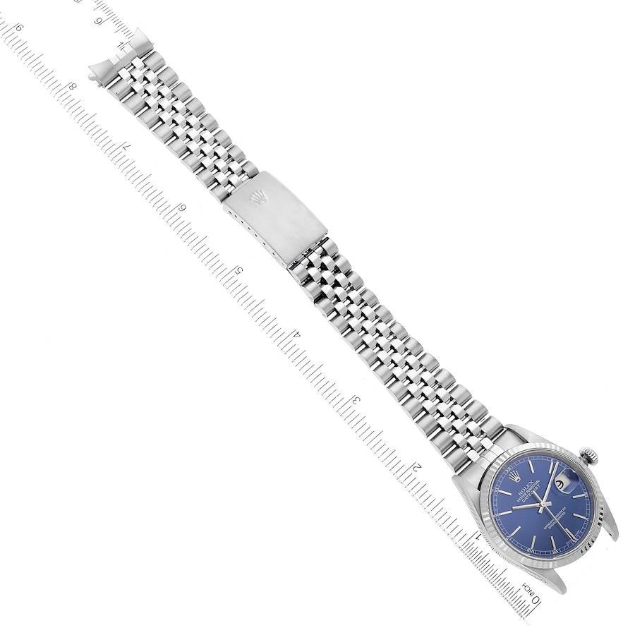 Rolex Datejust Blue Dial Fluted Bezel Steel White Gold Watch 16234 3