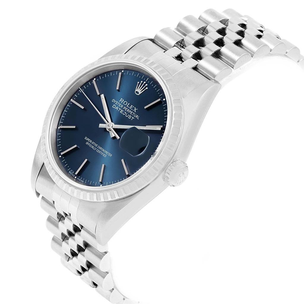 Rolex Datejust Blue Dial Jubilee Bracelet Steel Men's Watch 16220 7