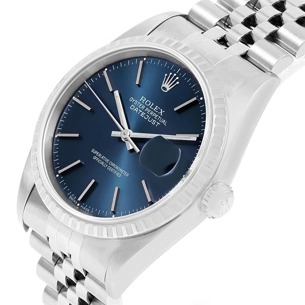Rolex Datejust Blue Dial Jubilee Bracelet Steel Men's Watch 16220 8