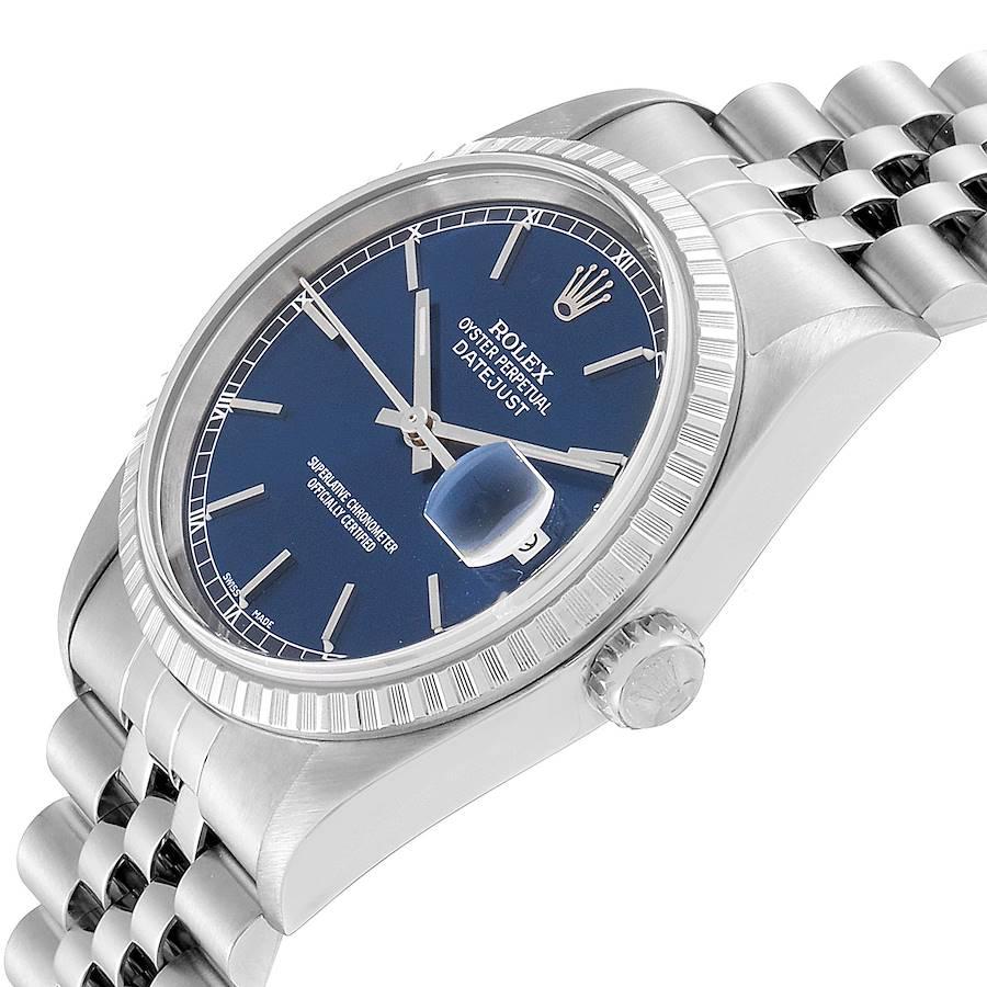 Rolex DateJust Blue Dial Jubilee Bracelet Steel Men's Watch 16220 For Sale 2