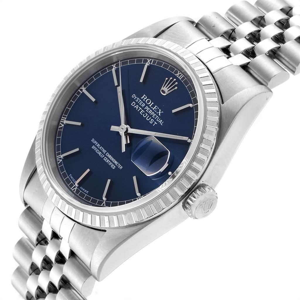 Rolex DateJust Blue Dial Jubilee Bracelet Steel Men's Watch 16220 For Sale 3
