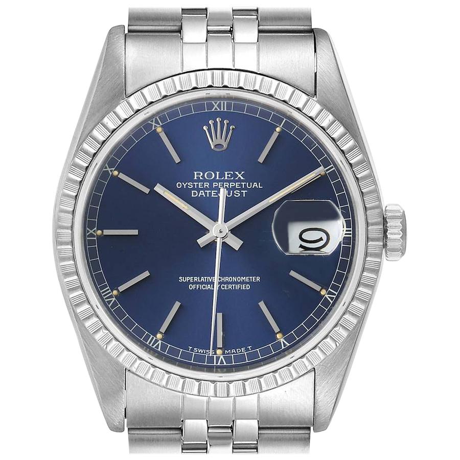 Rolex Datejust Blue Dial Jubilee Bracelet Steel Men
s Watch 16220 For Sale