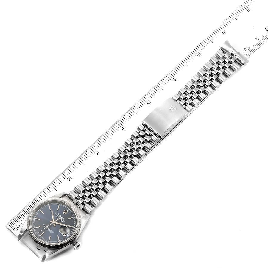 Rolex DateJust Blue Dial Jubilee Bracelet Steel Men's Watch 16220 Papers For Sale 7