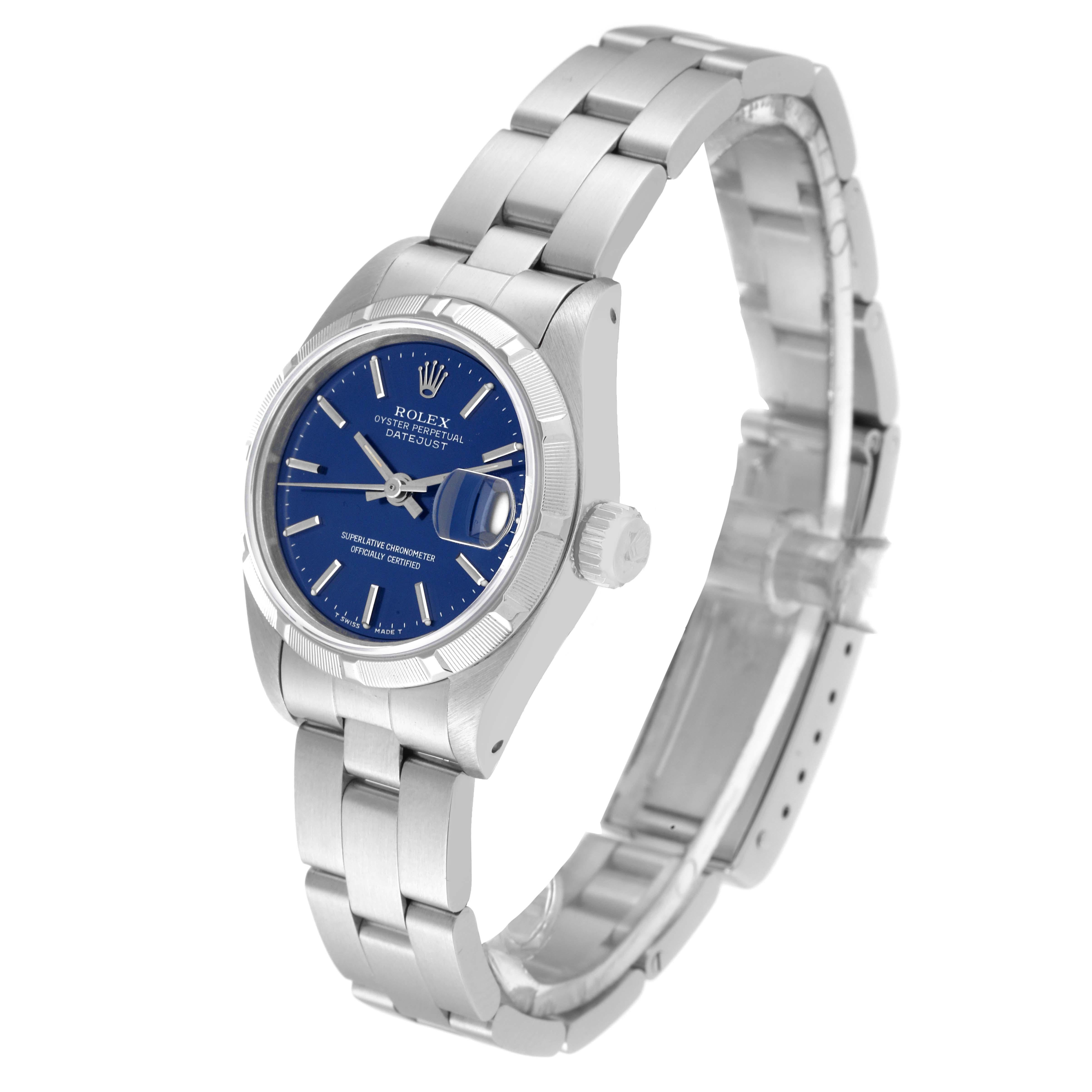 Women's Rolex Datejust Blue Dial Oyster Bracelet Steel Ladies Watch 69190 Box Papers
