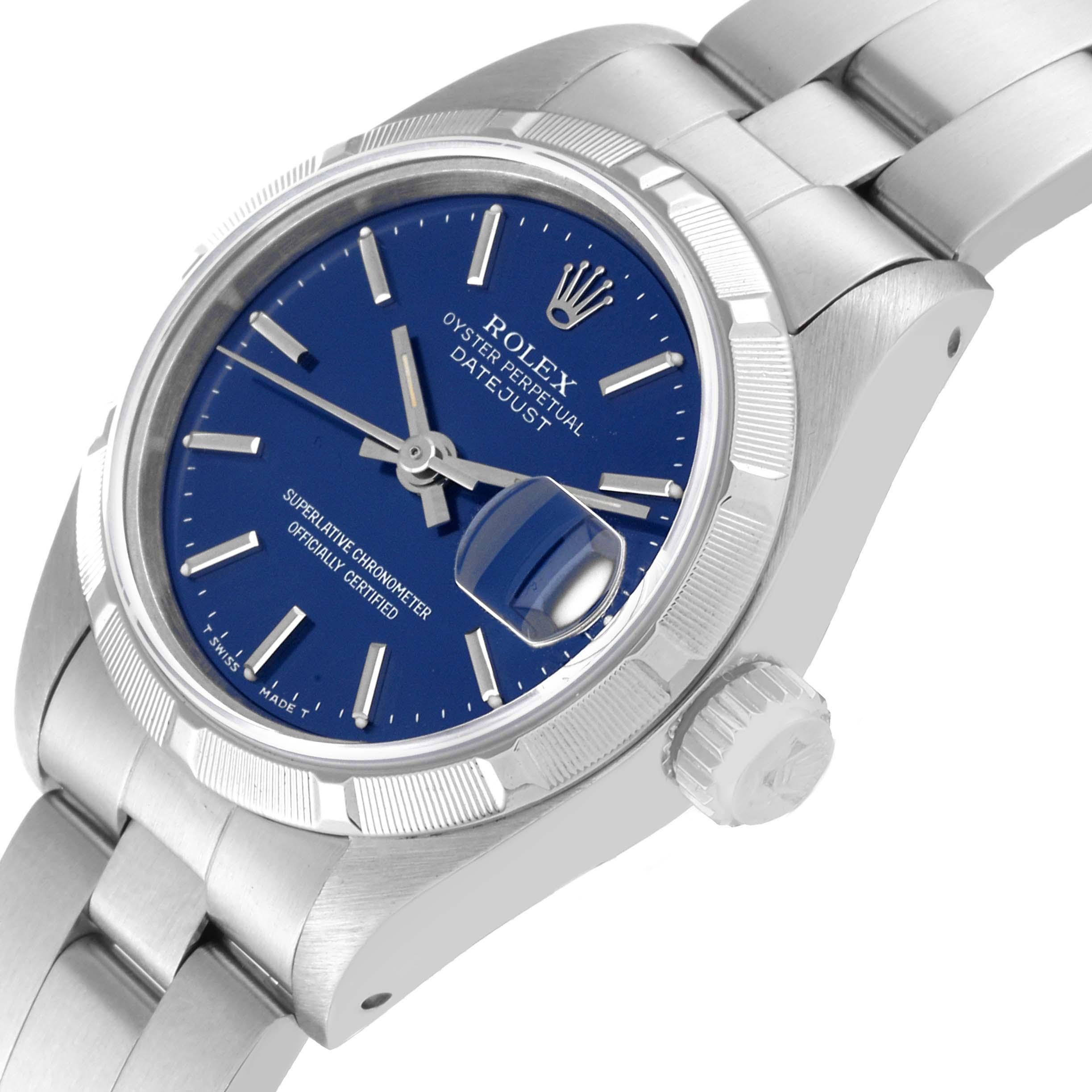 Rolex Datejust Blue Dial Oyster Bracelet Steel Ladies Watch 69190 Box Papers 1