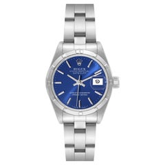 Rolex Datejust Blue Dial Oyster Bracelet Steel Ladies Watch 69190 Box Papers